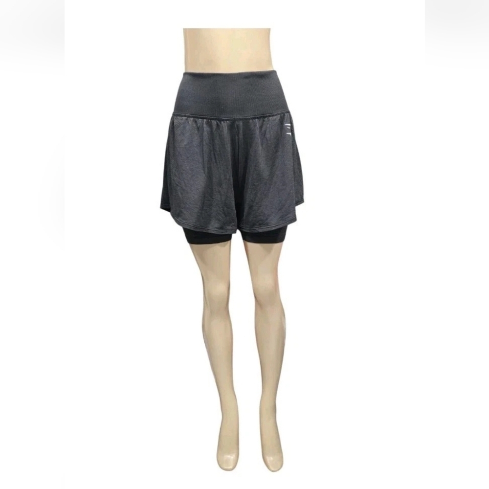 GYMSHARK Vital Seamless 2.0 2-in-1 Shorts in Black Marl Sz M